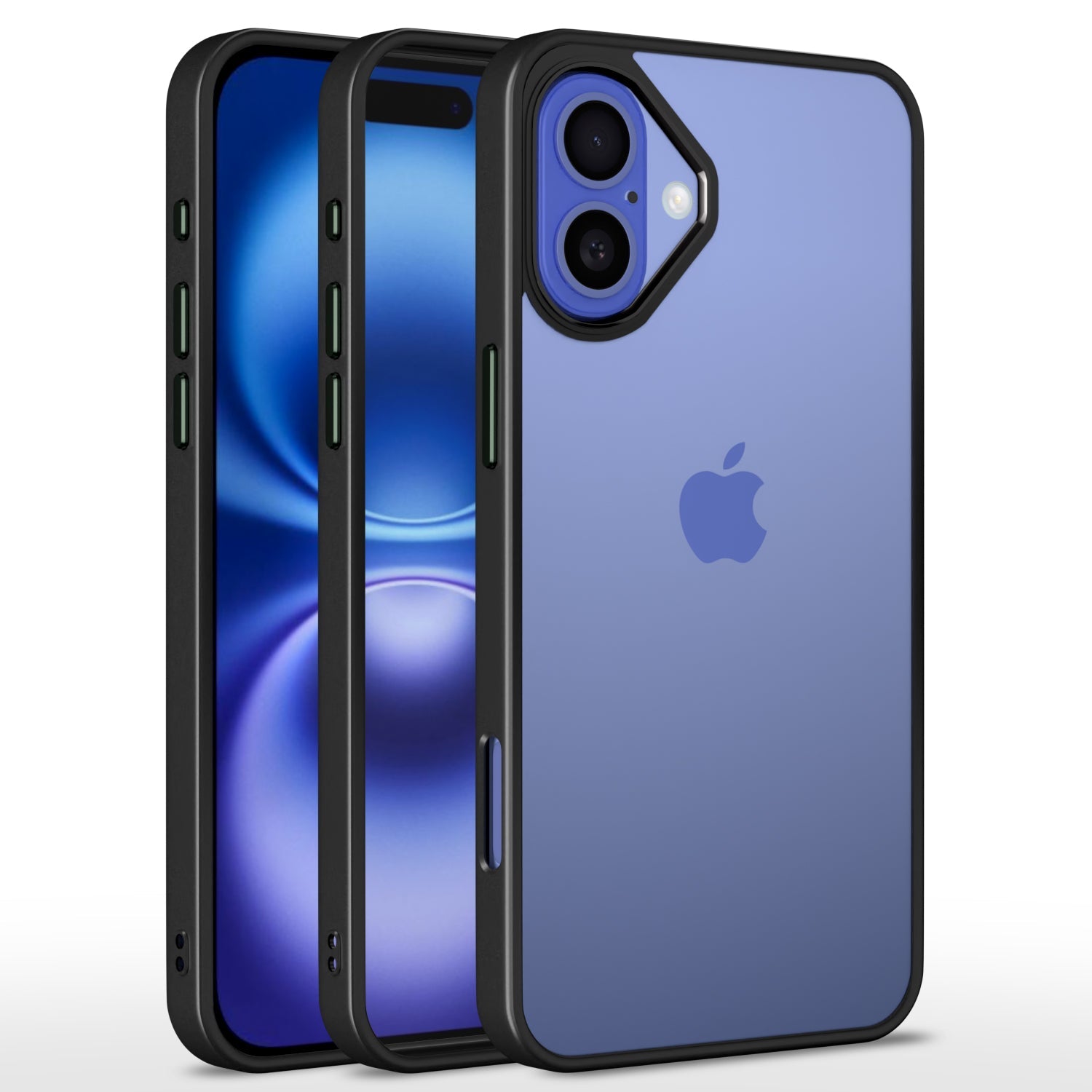 Pikkme iPhone 16 Plus Metal Chrome Ring Back Caser (Black)