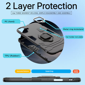 Pikkme iPhone 16 Plus D5 tough Armor Back Cover (Black)