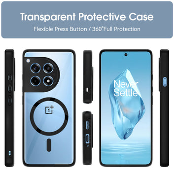 Pikkme OnePlus 12R 5G Eagle 2 Mag-Safe Shockproof Hard Transparent Back Cover (Black)