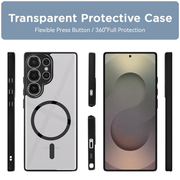 Pikkme Samsung Galaxy S24 Ultra 5G Eagle 2 Mag-Safe Shockproof Hard Transparent Back Cover (Black)