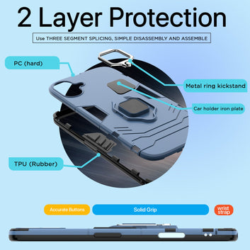 Pikkme iPhone 16 Plus D5 tough Armor Back Cover (Blue)