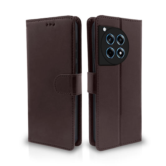 Pikkme OnePlus 12R 5G Vintage Flip Cover (Coffee)