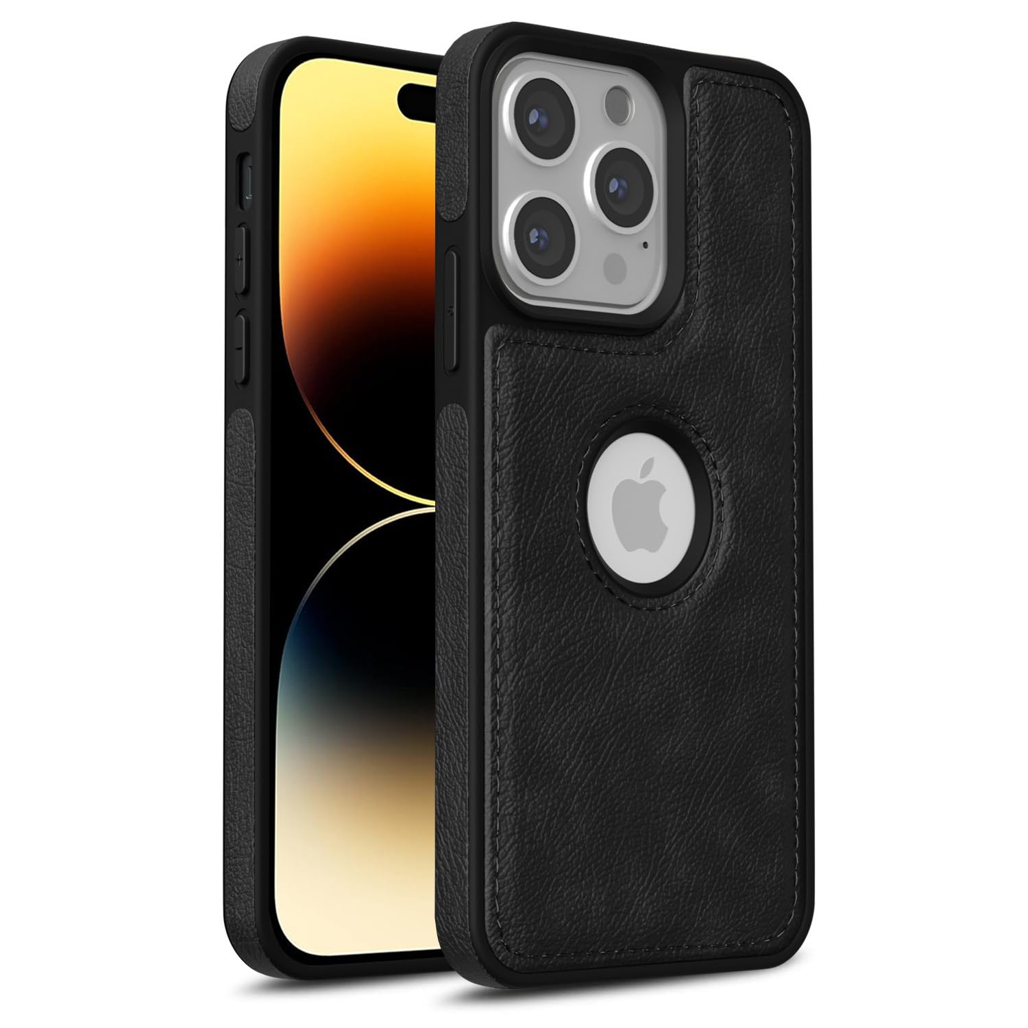 Pikkme iPhone 14 pro max Flexible Pu Leather Back Case (Black)