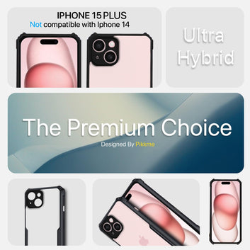 Pikkme iPhone 15 Plus Shockproof Eagle Clear Transparent Back Cover (Black)