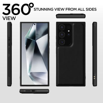 Pikkme Samsung Galaxy S24 Ultra 5G Leather Back Cover (Black)