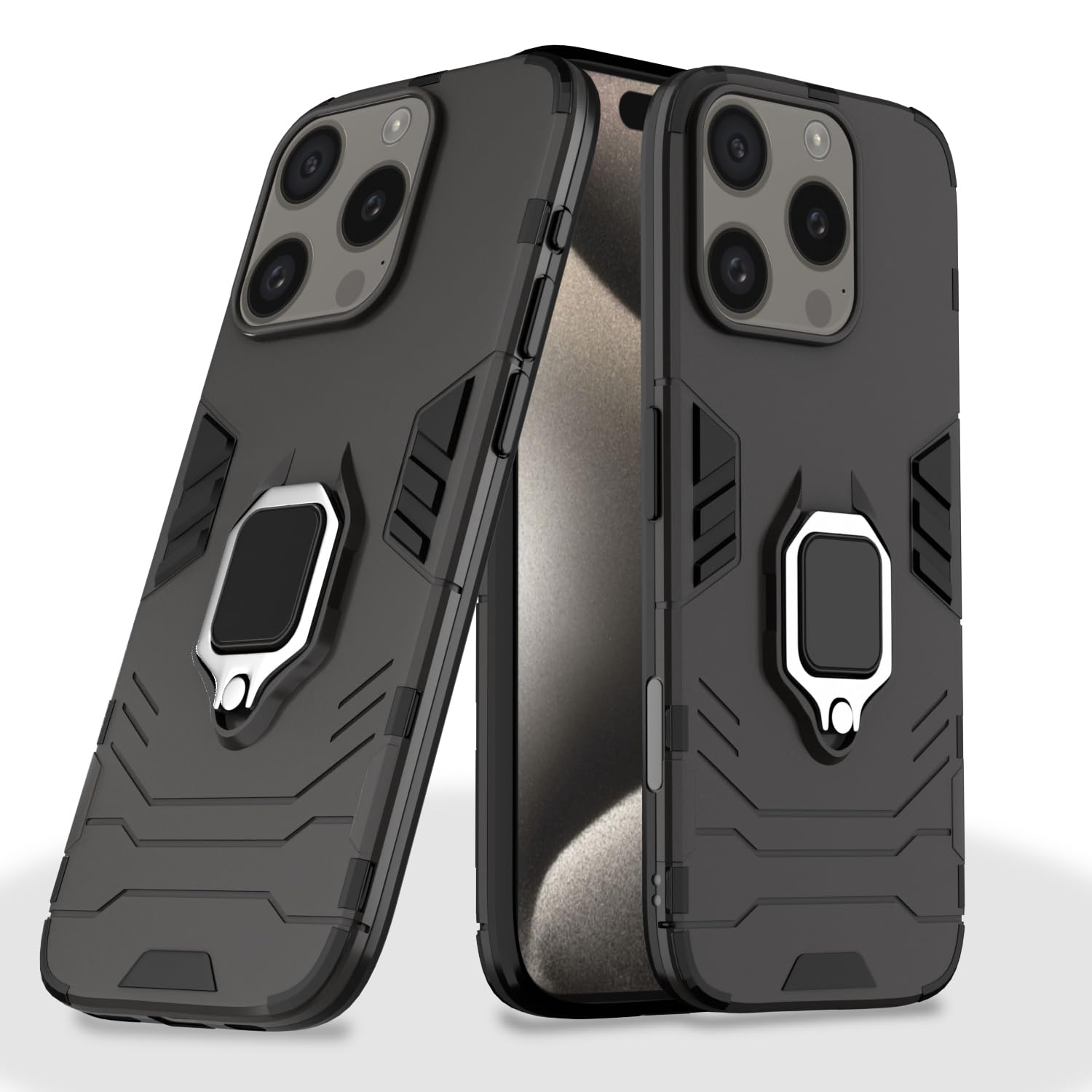 Pikkme iPhone 16 Pro Max D5 Tough Armor Back Cover (Black)