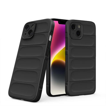 Pikkme iPhone 14 ZigZag Soft matte Liquid Silicone Back Cover (Black)
