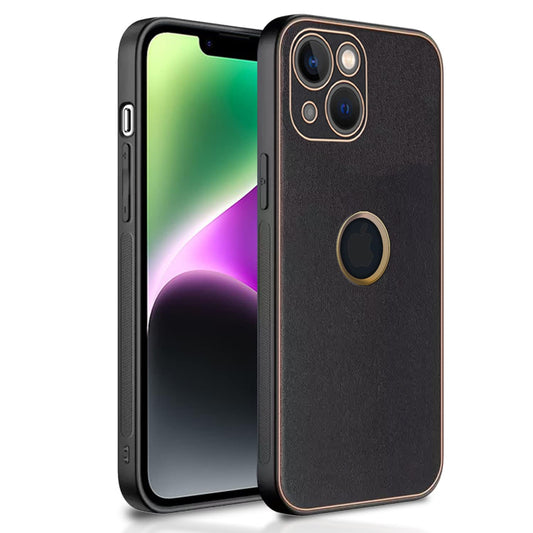 Pikkme iPhone 14 Gold Electroplated Leather Chrome Back Case