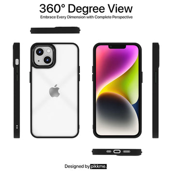 Pikkme iPhone 14 Chrome Metal Ring Back Cover (Black)