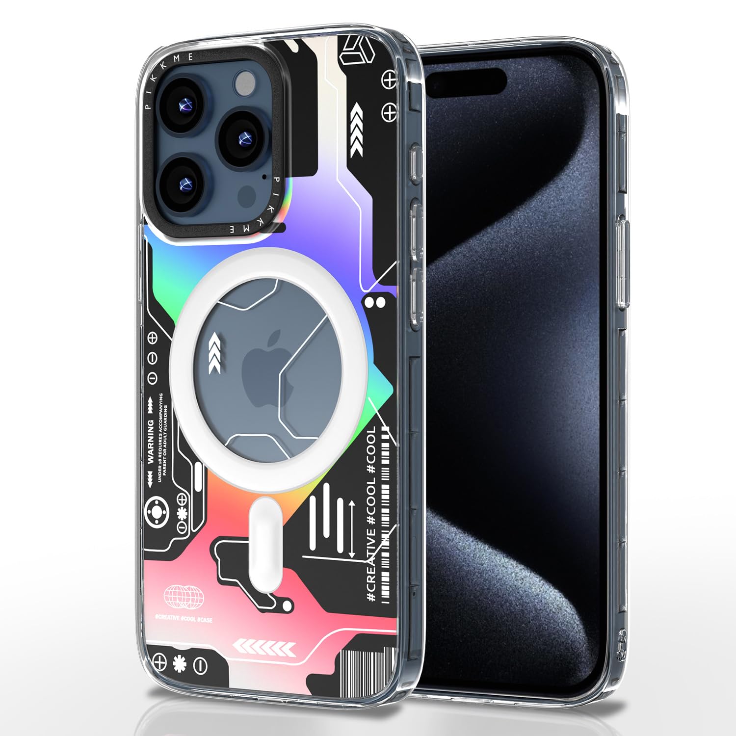 Pikkme iPhone 15 Pro Max Printmagsafe Back Cover (Black)