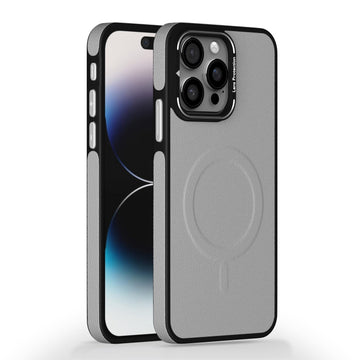 Pikkme iPhone 15 Pro Max Metal Frame Lens Protection Bumper Case (Grey)