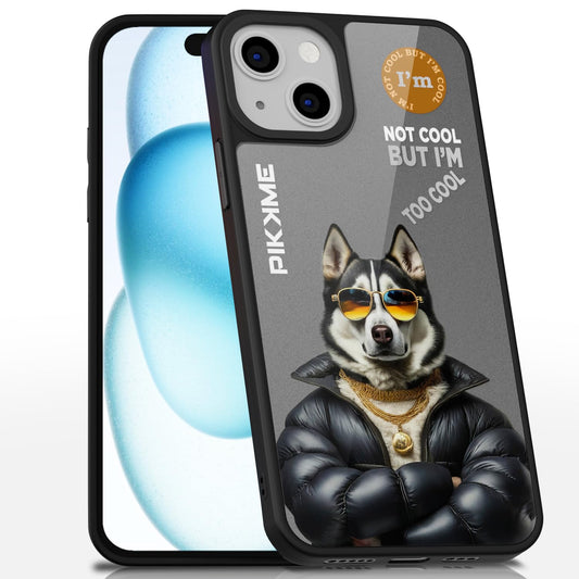 Pikkme Stylish Grey Dog Swag iPhone 15 Back Cover (Design-02)