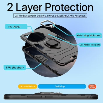 Pikkme OnePlus 12R 5G D5 Tough Armor Back Cover | Black