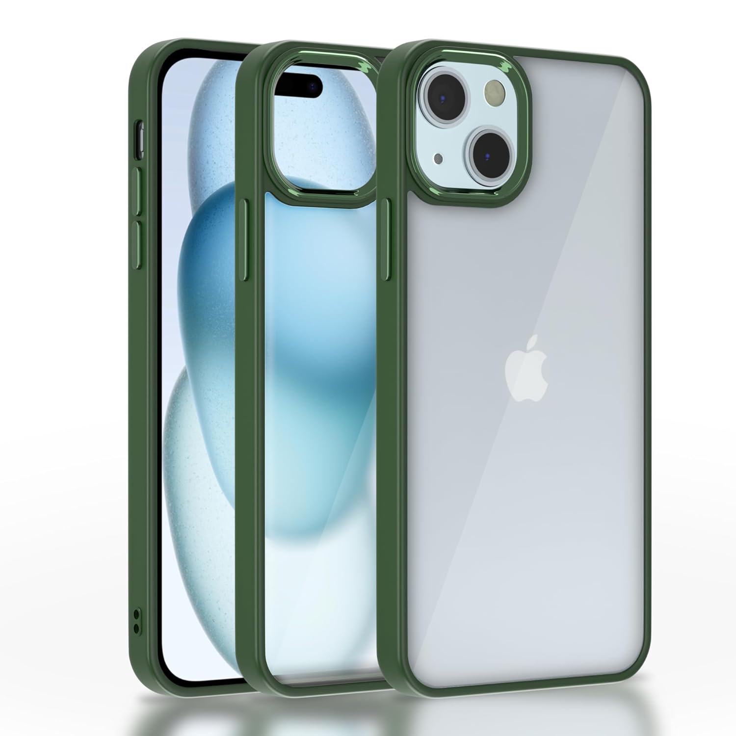 Pikkme iPhone 15 Plus Camring Back Cover (Dark Green)