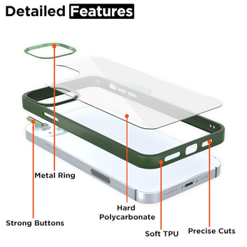 Pikkme iPhone 15 Plus Camring Back Cover (Dark Green)
