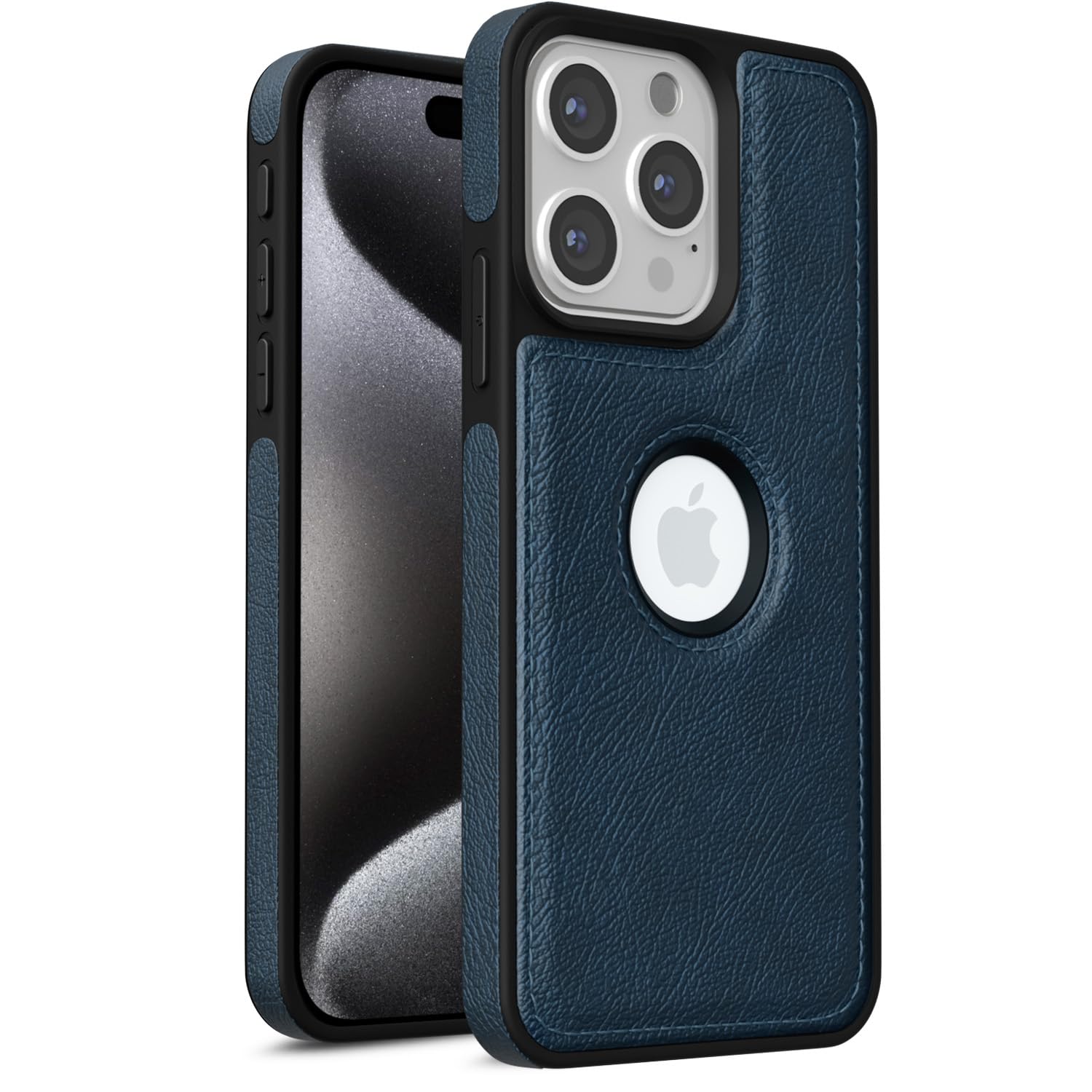 Pikkme iPhone 15 Pro Max Flexible Pu Leather Back Cover (Blue)