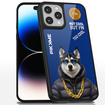 Pikkme Stylish Blue Dog Swag iPhone 14 Pro Back Cover (Design-08)