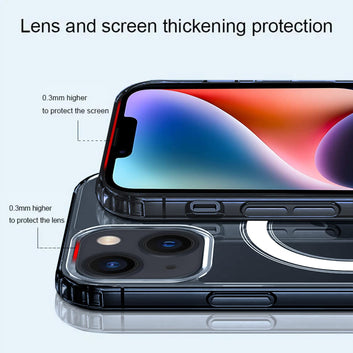 Pikkme iPhone 14 Mag-Safe Crystal Clear | TPU & Polycarbonate Back Cover (Transparent)
