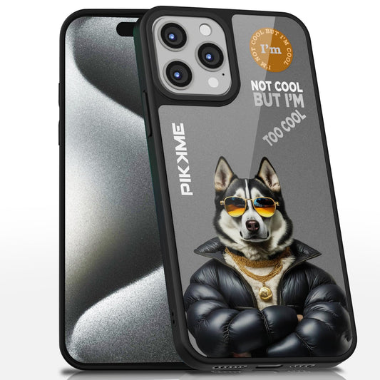 Pikkme Stylish Grey Dog Swag iPhone 15 Pro Max Back Cover (Design-02)