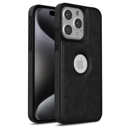 Pikkme iPhone 15 Pro Flexible Pu Leather Back Cover (Black)