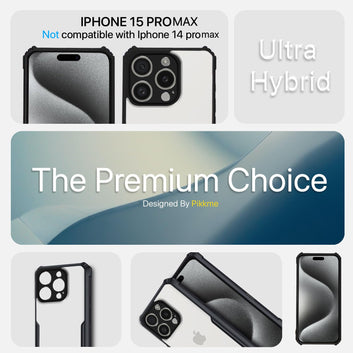 Pikkme iPhone 15 Pro Max Shockproof Eagle Clear Transparent Back Cover (Black)