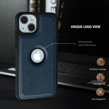 Pikkme iPhone 15 Plus Flexible Pu Leather Back Cover (Blue)