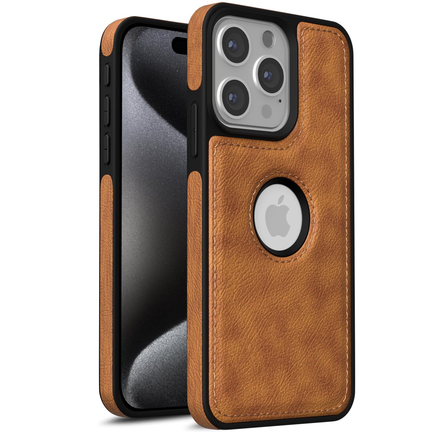 Pikkme iPhone 15 Pro Flexible Pu Leather Back Cover (Brown)